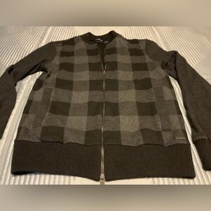 Hugo Boss Checked Zip Front Sweater Size M